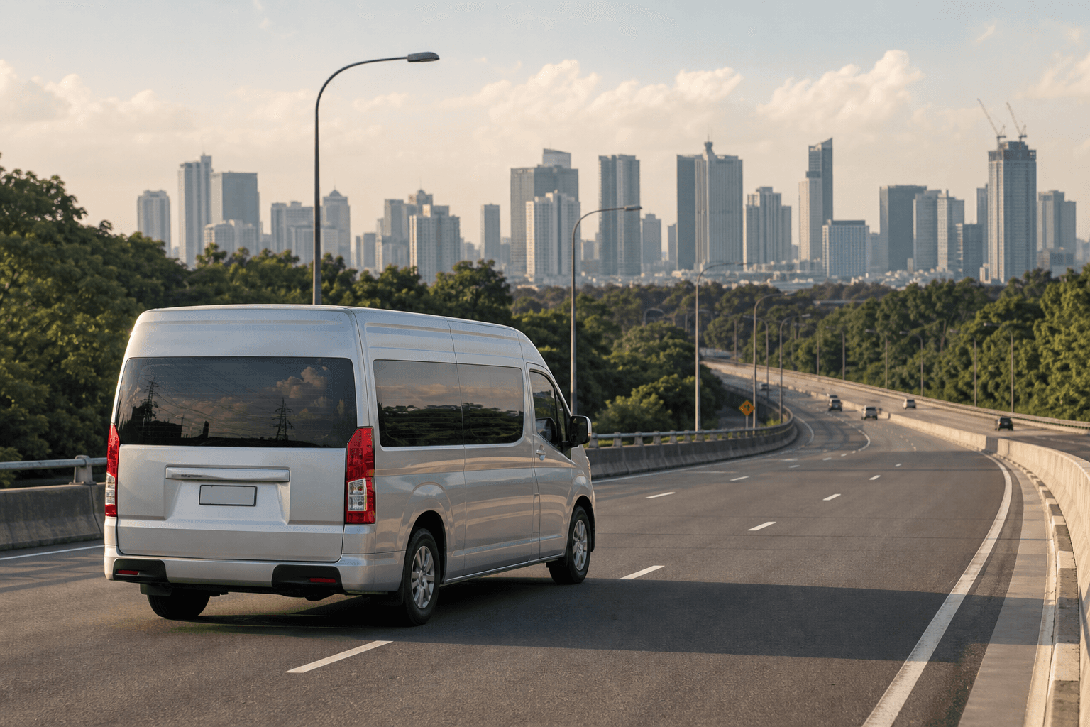 Private passenger van travelling towards Manila